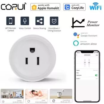 Corui Wi-Fi умная розетка Us Cozylife Homekit 10a 16a синхронизация с монитором мощности Alexa Google Home умная розетка с голосовым управлением Cozylife