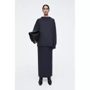 COS Длинная юбка из японской шерсти Double Face navy/XS