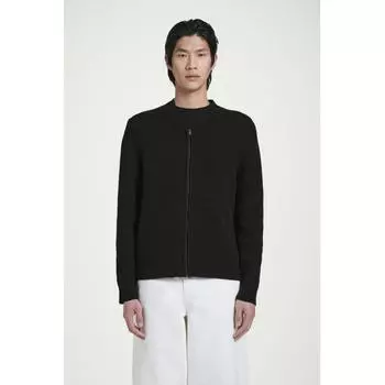 Cos Japan Boucl Knit Кардиган с V-образным вырезом и застежкой-молнией Black/M