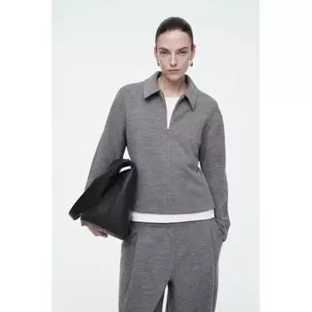 Cos Japan джемпер из вареной шерсти на молнии grey melange/XSP