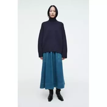Cos Japan Elastic Denim Midi Skirt blue/32