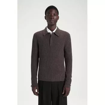 Cos Japan Fleck Wool Polo Shirt chocolates/XS