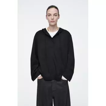 Cos Japan Lightweight Jersey Hoodie With Buttons Black/XS