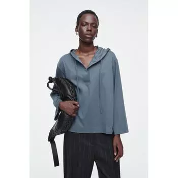 Cos Japan Lightweight Jersey Hoodie With Buttons blue/XS