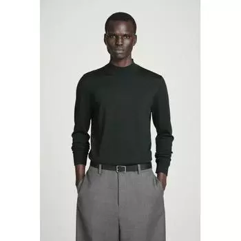 Cos Japan Merino Wool Mock Neck Sweater dark green/XS