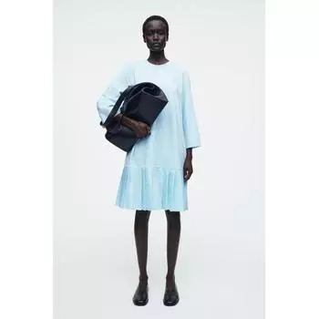Cos Japan PleaTed Drop WaisT T shirT Dress light blue/XS