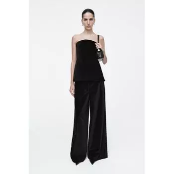 Cos Japan Relaxed Velvet Wide Leg Pants Black/38
