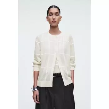 Cos Japan Window Pane Check Cardigan Ivory/S