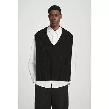 COS Жилет гибридный из японской шерсти и кашемира с V-образным вырезом Black/ONESIZE