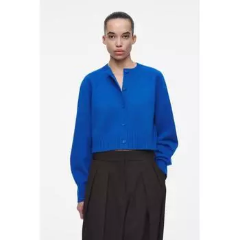 Cos Japan Wool Short Length Cardigan cobalt blue/M