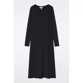 COS Платье-миди из джерси Japan Slim Fit Ribbed navy/XS