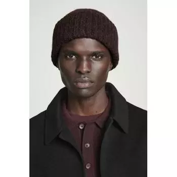 COS Шапка-бини из смеси японской альпаки в рубчик dark brown/ONESIZE