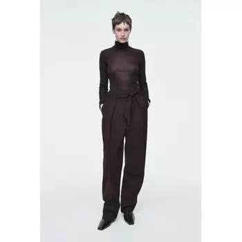 COS Японские брюки из смеси шерсти с отворотами DARK BROWN/32