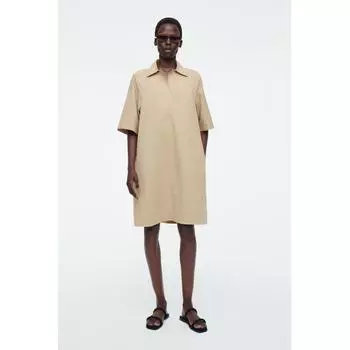 COS Японское платье-рубашка большого размера с открытым воротником beige/S