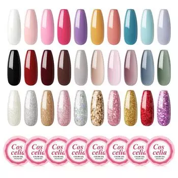 COSCELIA UV Gel Set 5 мл Гель-лак для ногтей Полуперманентный гель-лак Soak off 30 шт. Цветной гель для рисования ногтей Маникюрный набор для дизайна ногтей