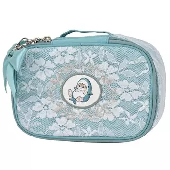 Cosmetic Large Custom Ribbon Charm Accessory Cute Character Goods mofusand0026 Blue [Mofusand] Pouch, Capacity, Dividers, Included, Lace, Case,