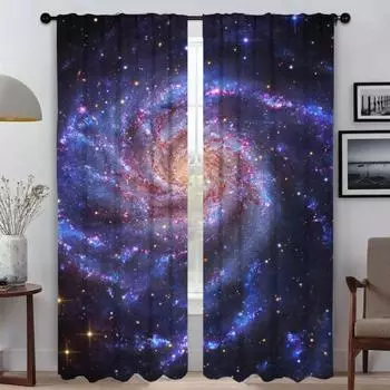 Cosmic Nebula Kitchen Curtains for Camera Halloween Decoration Window Curtain for Room 2 Panel Shades Partition Living Blackout W50xH70cmx2pcs-CL