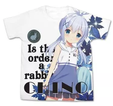 Cospa Is the order a rabbit Футболка Chino с полной графикой БЕЛАЯ, размер M