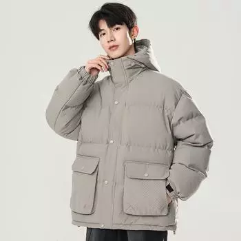 Cotton Coat for Men In Autumn and Winter New Style Hooded Thickened Warm Cotton Coat Trendy and Handsome Cold-proof Cotton-padded Jacket for Men M