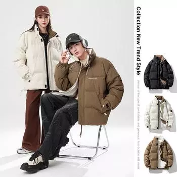 Cotton Coat Men s Jacket New Autumn and Winter Korean Style Trendy Loose Stand-up Collar Thickened Casual Couple Style Cotton Coat Cotton Coat for Men M