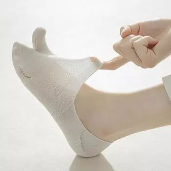 Cotton Invisible Tabi Socks Low Cut Non-slip Two Toe Socks Fashion Separate Toe Boat Socks Female белый
