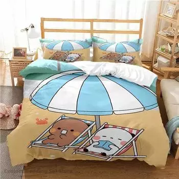 Couple Duvet Cover Cute Bubu Dudu Cartoon Bear Panda Kawaii Bedding Set Assorted Designs Soft Queen King Size Single Double Gift EU Single 135x200cm