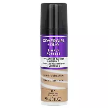 Covergirl, Olay Simply Ageless, тональная основа 3 в 1, 257 Golden Tan, 1 жидкая унция (30 мл)