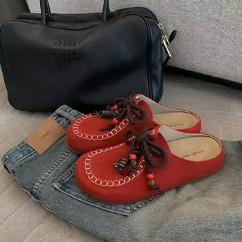 Cowhide~ Bread shoes inner height increase platform casual women s baotou half slippers kangaroo shoes 35