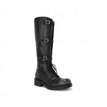 Cowhide~ Leather Boots Lace-up Platform Martin Boots Boots Women s Thick Heel Boots Knight Boots 35
