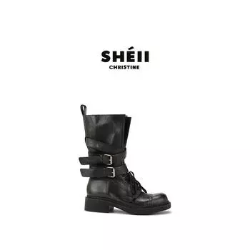 Cowhide second-generation combat boots leather buckle western cowboy boots locomotive desert short boots women s Martin boots 35