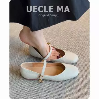 Cowhide single shoes women s genuine leather shoes flat-soled versatile ballet shoes soft-soled grandma shoes with skirts Mary Jane shoes 35