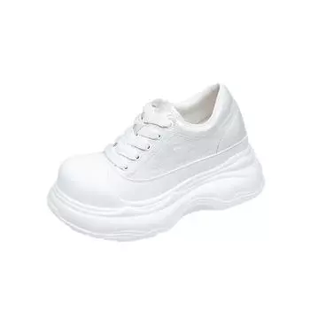 Cowhide version~ big head little white shoes women s spring new thick sole height increase 5.5CM fashionable versatile casual sports shoes 35
