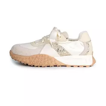Cowhide version dopamine satin splicing ballet style thick sole heightening casual sports shoes women s shoes white shoes 34