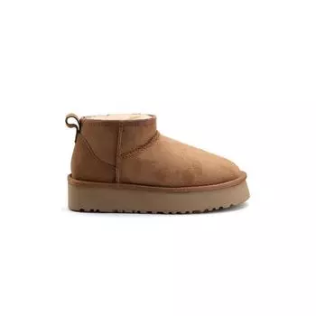 Cowhide winter round head short boots Sangpo Village snow boots platform cotton shoes short tube velvet autumn and winter snow boots women 35