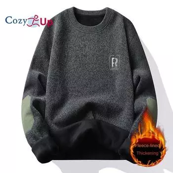 Cozy Up мужской плюшевый и утолщенный вязаный пуловер с вышивкой, теплый уличный свитер M чёрный