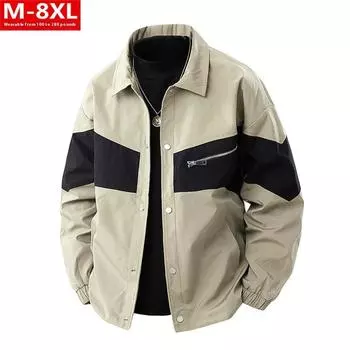 Cozy Up Single Breasted Multi-Pocket Lapel Jacket Large Size Loose Casual Men s Thin Colorblock Coat M синий