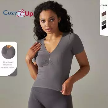 Cozy Up Женские укороченные топы с V-образным вырезом и коротким рукавом, летние базовые футболки, облегающие рубашки XS