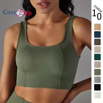Cozy Up Женский ребристый длинный спортивный бюстгальтер - бюстгальтер для йоги с подкладкой и U-образным вырезом, укороченный топ для тренировок, встроенный бюстгальтер S