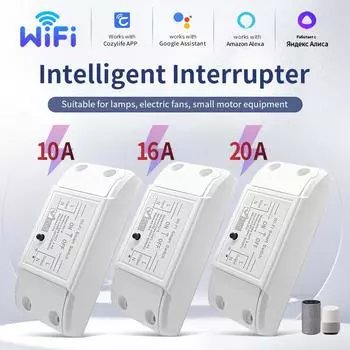 Cozylife WiFi Smart Switch Беспроводной переключатель управления Реле Автоматический выключатель Дистанционное голосовое управление Умный дом Работа с Alexa Google Home