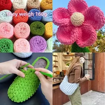 Crafters Delight 160g Chunky Polyester Yarn - DIY Essentials for Slippers, Handbags, Cushions, & More бежевый