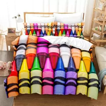 Комплект постельного белья Crayon, пододеяльник, комплект постельного белья с 3D-печатью, комплект постельного белья размера Queen, модный дизайн EU single(135x200cm)
