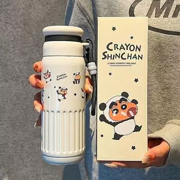 Crayon Small New Большая емкость Термос из нержавеющей стали Чашка-непроливайка для студентов, мультяшная чашка для пар, подарок на день рождения для мужчин и женщин 530ml