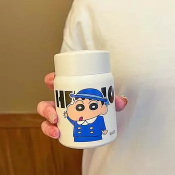 Crayon Small New Детская термокружка из нержавеющей стали, внешний вид, уровень воды, женская мини-кружка с милым рисунком для студентов, портативная кружка 200ml