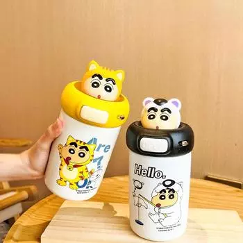 Crayon Small New Термос-чашка для студентов мужского и женского пола, новая, высокого уровня, студенческая кружка для воды, детская кружка из нержавеющей стали с трубочкой 600ml