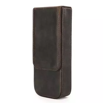Crazy Horse Leather Pencil Case Three Pack Handmade Magnetic Drawer Student Pen Storage Case 3 темно-коричневого