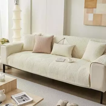 Cream wind advanced sofa cushion new autumn and winter milk fleece seat cushion fixed non-slip sofa cover cover cloth 70*70cm