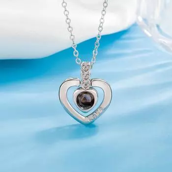 Creative 100 Languages I Love You Pendant, Female Projection Necklace Pendant