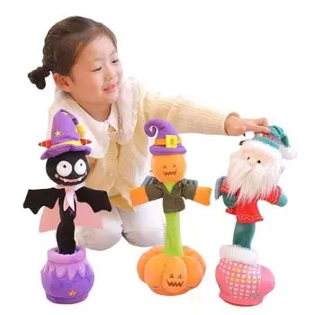 Creative 40cm Electric Plush Dolls Dancing Animals Super Soft Dolls Cartoon Santa Claus Bats Pumpkin Toy Halloween Birthday Gift about 40cm battery