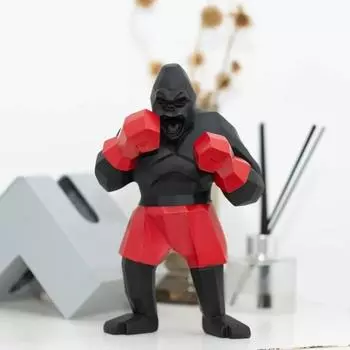 Creative Abstract Resin Sculpture Boxer King Kong Home Decoration Animal Ornament Fighting Large Mountain Gorilla Figure Statue 14.5x9x25cm белый