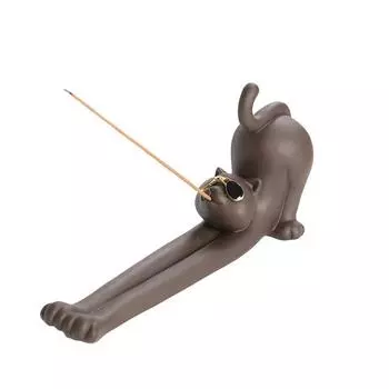 Creative Animal Frog Rabbit Cat Kangaroo Ornament Purple Clay Incense Stick Holder, Aromatherapy Home Decor Censer -No Incense